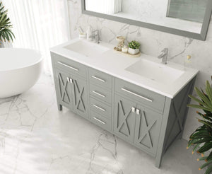LAVIVA Vanity LAVIVA 313YG319-60G-MW Wimbledon - 60 - Grey Cabinet + Matte White VIVA Stone Solid Surface Countertop