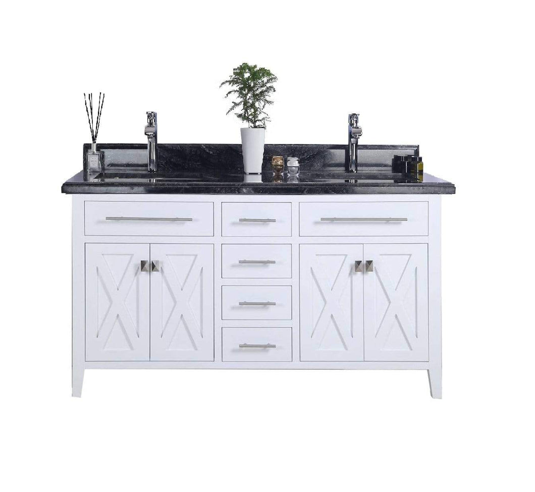 LAVIVA Vanity LAVIVA 313YG319-60W-BW Wimbledon - 60 - White Cabinet + Black Wood Counter