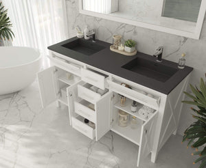 LAVIVA Vanity LAVIVA 313YG319-60W-MB Wimbledon - 60 - White Cabinet + Matte Black VIVA Stone Solid Surface Countertop