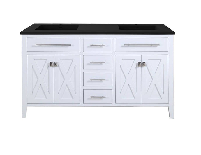 LAVIVA Vanity LAVIVA 313YG319-60W-MB Wimbledon - 60 - White Cabinet + Matte Black VIVA Stone Solid Surface Countertop