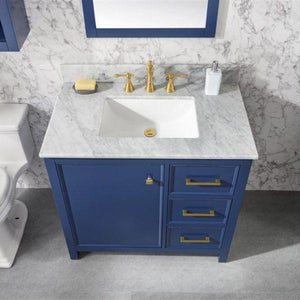 Legion Furniture Vanity Legion Furniture 36" Blue Finish Sink Vanity Cabinet With Carrara White Top WLF2136-B