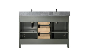 Legion Furniture Vanity Legion Furniture 54" Pewter Green Finish Double Sink Vanity Cabinet With Blue Lime Stone Top WLF2154-PG