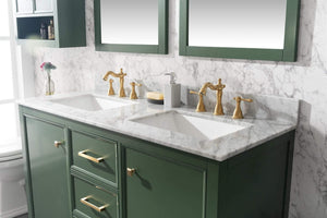 Legion Furniture Vanity Legion Furniture 54" Vogue Green Finish Double Sink Vanity Cabinet With Carrera White Top WLF2154-VG