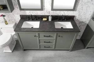 Legion Furniture Vanity Legion Furniture 60" Blue Finish Double Sink Vanity Cabinet With Blue Lime Stone Top WLF2160D-PG