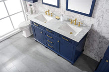 Load image into Gallery viewer, Legion Furniture Vanity Legion Furniture 60&quot; Blue Finish Double Sink Vanity Cabinet With Carrara White Top WLF2260D-B