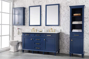 Legion Furniture Vanity Legion Furniture 60" Blue Finish Double Sink Vanity Cabinet With Carrara White Top WLF2260D-B