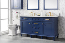 Load image into Gallery viewer, Legion Furniture Vanity Legion Furniture 60&quot; Blue Finish Double Sink Vanity Cabinet With Carrara White Top WLF2260D-B