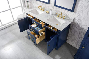 Legion Furniture Vanity Legion Furniture 60" Blue Finish Double Sink Vanity Cabinet With Carrara White Top WLF2260D-B