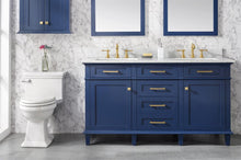 Load image into Gallery viewer, Legion Furniture Vanity Legion Furniture 60&quot; Blue Finish Double Sink Vanity Cabinet With Carrara White Top WLF2260D-B