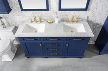 Load image into Gallery viewer, Legion Furniture Vanity Legion Furniture 60&quot; Blue Finish Double Sink Vanity Cabinet With Carrara White Top WLF2260D-B