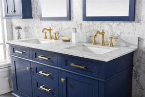 Legion Furniture Vanity Legion Furniture 60" Blue Finish Double Sink Vanity Cabinet With Carrara White Top WLF2260D-B