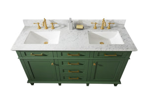 Legion Furniture Vanity Legion Furniture 60" Vogue Green Finish Double Sink Vanity Cabinet With Carrara White Top WLF2260D-VG