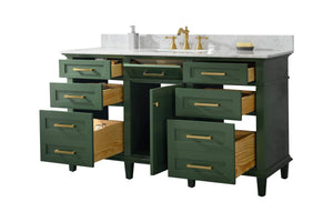 Legion Furniture Vanity Legion Furniture 60" Vogue Green Finish Single Sink Vanity Cabinet With Carrara White Top WLF2260S-VG