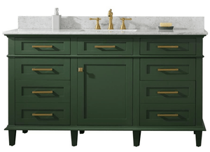 Legion Furniture Vanity Legion Furniture 60" Vogue Green Finish Single Sink Vanity Cabinet With Carrara White Top WLF2260S-VG