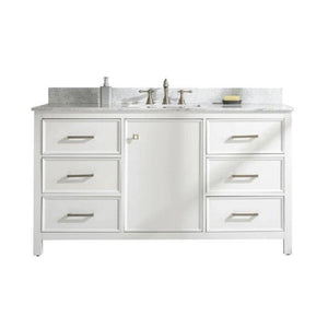 Legion Furniture Vanity Legion Furniture 60" White Finish Single Sink Vanity Cabinet With Carrara White Top WLF2160S-W