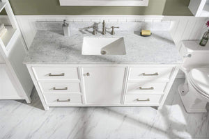 Legion Furniture Vanity Legion Furniture 60" White Finish Single Sink Vanity Cabinet With Carrara White Top WLF2160S-W