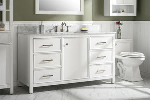 Legion Furniture Vanity Legion Furniture 60" White Finish Single Sink Vanity Cabinet With Carrara White Top WLF2160S-W