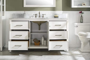 Legion Furniture Vanity Legion Furniture 60" White Finish Single Sink Vanity Cabinet With Carrara White Top WLF2160S-W