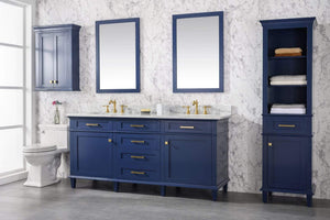 Legion Furniture Vanity Legion Furniture 72" Blue Double Single Sink Vanity Cabinet With Carrara White Top WLF2272-B