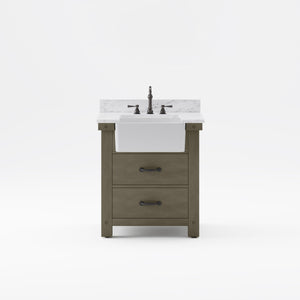 Paisley Vanity Paisley 30 In. Single Sink Carrara White Marble Countertop Vanity in Grizzle Gray