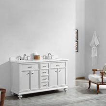 Load image into Gallery viewer, Vinnova Vanity Charlotte 60&quot; Double Vanity in White with Carrara Quartz Stone Top  Without Mirror