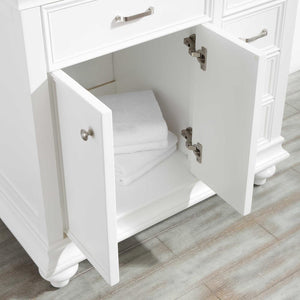 Vinnova Vanity Charlotte 60" Double Vanity in White with Carrara Quartz Stone Top  Without Mirror