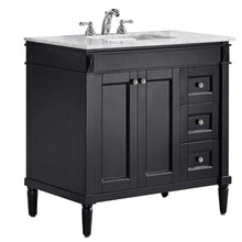 Load image into Gallery viewer, Vinnova Vanity Espresso with Mirror $896.00 Vinnova Catania 36&quot; Vanity in Espresso with Carrara White Marble Countertop Without Mirror