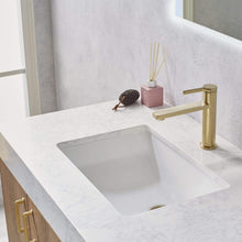 Load image into Gallery viewer, Vinnova Vanity Vinnova Alistair 36&quot; Single Vanity in North American Oak with White Grain Stone Countertop With Mirror