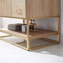 Load image into Gallery viewer, Vinnova Vanity Vinnova Alistair 36&quot; Single Vanity in North American Oak with White Grain Stone Countertop With Mirror