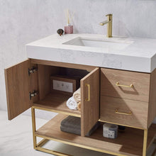 Load image into Gallery viewer, Vinnova Vanity Vinnova Alistair 36&quot; Single Vanity in North American Oak with White Grain Stone Countertop Without Mirror