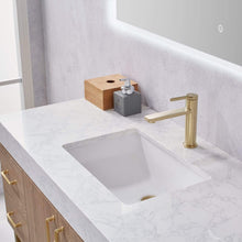 Load image into Gallery viewer, Vinnova Vanity Vinnova Alistair 48&quot; Single Vanity in North American Oak with White Grain Stone Countertop With Mirror