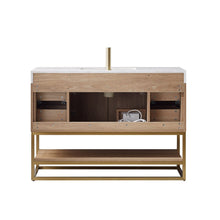 Load image into Gallery viewer, Vinnova Vanity Vinnova Alistair 48&quot; Single Vanity in North American Oak with White Grain Stone Countertop Without Mirror