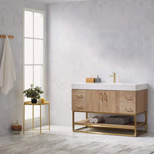 Load image into Gallery viewer, Vinnova Vanity Vinnova Alistair 48&quot; Single Vanity in North American Oak with White Grain Stone Countertop Without Mirror