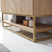 Load image into Gallery viewer, Vinnova Vanity Vinnova Alistair 60&quot; Double Vanity in North American Oak with White Grain Stone Countertop Without Mirror