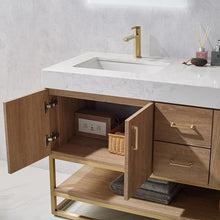 Load image into Gallery viewer, Vinnova Vanity Vinnova Alistair 60&quot; Double Vanity in North American Oak with White Grain Stone Countertop Without Mirror