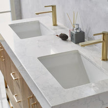 Load image into Gallery viewer, Vinnova Vanity Vinnova Alistair 60&quot; Double Vanity in North American Oak with White Grain Stone Countertop Without Mirror