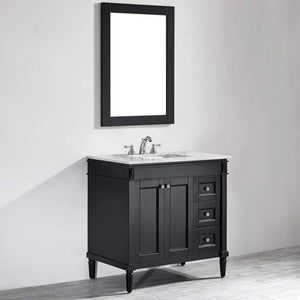 Vinnova Vanity Vinnova Catania 36" Vanity in Espresso with Carrara White Marble Countertop With Mirror