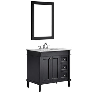 Vinnova Vanity Vinnova Catania 36" Vanity in Espresso with Carrara White Marble Countertop With Mirror