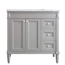 Load image into Gallery viewer, Vinnova Vanity Vinnova Catania 36&quot; Vanity in Grey with Carrara White Marble Countertop Without Mirror