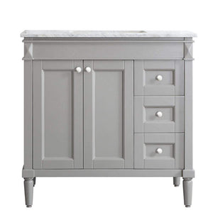 Vinnova Vanity Vinnova Catania 36" Vanity in Grey with Carrara White Marble Countertop Without Mirror