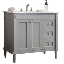 Load image into Gallery viewer, Vinnova Vanity Vinnova Catania 36&quot; Vanity in Grey with Carrara White Marble Countertop Without Mirror