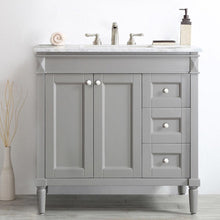 Load image into Gallery viewer, Vinnova Vanity Vinnova Catania 36&quot; Vanity in Grey with Carrara White Marble Countertop Without Mirror