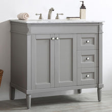 Load image into Gallery viewer, Vinnova Vanity Vinnova Catania 36&quot; Vanity in Grey with Carrara White Marble Countertop Without Mirror