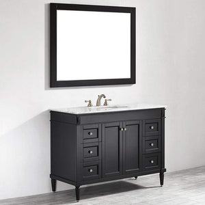 Vinnova Vanity Vinnova Catania 48" Vanity in Espresso with Carrara White Marble Countertop With Mirror