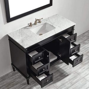 Vinnova Vanity Vinnova Catania 48" Vanity in Espresso with Carrara White Marble Countertop With Mirror