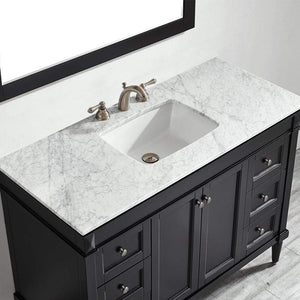Vinnova Vanity Vinnova Catania 48" Vanity in Espresso with Carrara White Marble Countertop With Mirror
