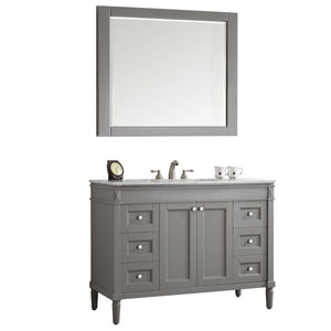 Vinnova Vanity Vinnova Catania 48" Vanity in Grey with Carrara White Marble Countertop With Mirror