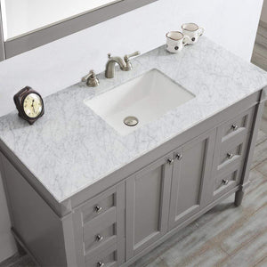 Vinnova Vanity Vinnova Catania 48" Vanity in Grey with Carrara White Marble Countertop With Mirror