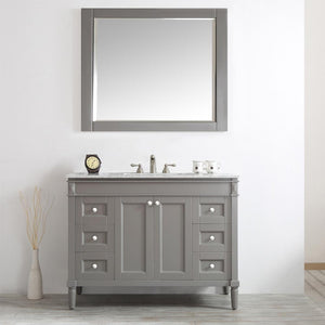 Vinnova Vanity Vinnova Catania 48" Vanity in Grey with Carrara White Marble Countertop With Mirror
