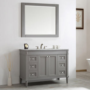 Vinnova Vanity Vinnova Catania 48" Vanity in Grey with Carrara White Marble Countertop With Mirror